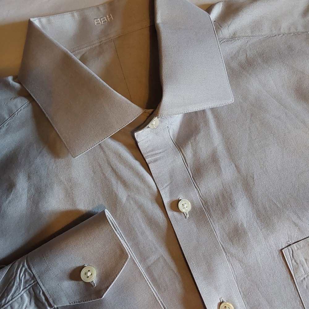 J Hilburn‎ Men's Designer Custom Non-Iron Dress Shirt 17 34-35 Lt Gray